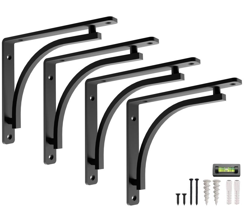 Balin Designs Classic Shelf Bracket Set by Balin Designs (Black) for 6   8   10  Mantel Shelves L Brackets - Heavy Duty Decorative Metal Supports - Easy Installation with Hardware Included - Set of 4 - Image 1